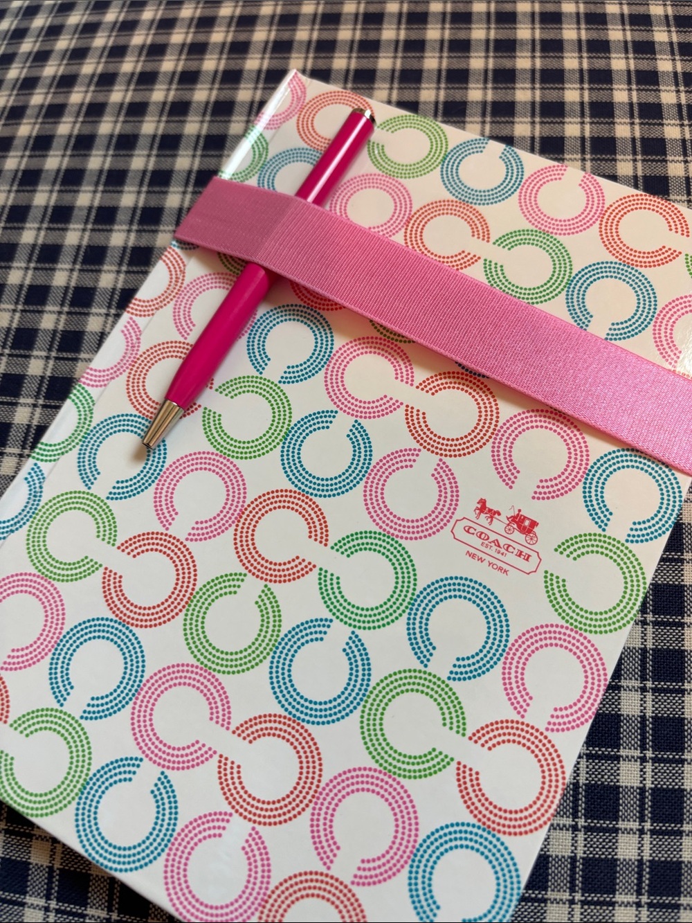 Coach Multicolor Signature Circle Journal with Pink Trim and Coach branded pen - Picture 7 of 7